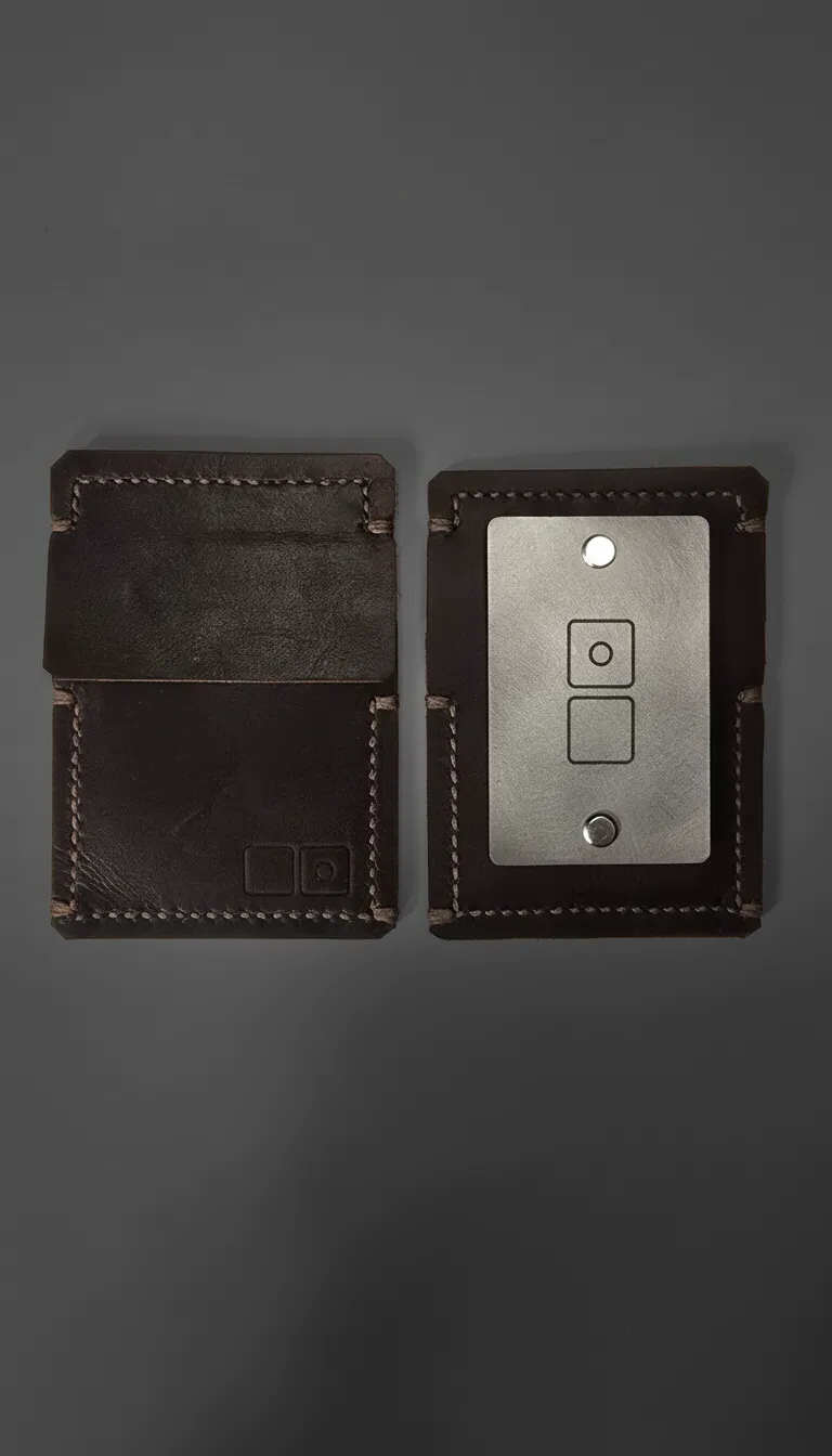 ZERONE Discreet Carry Bundle – titanium plate with leather wallet