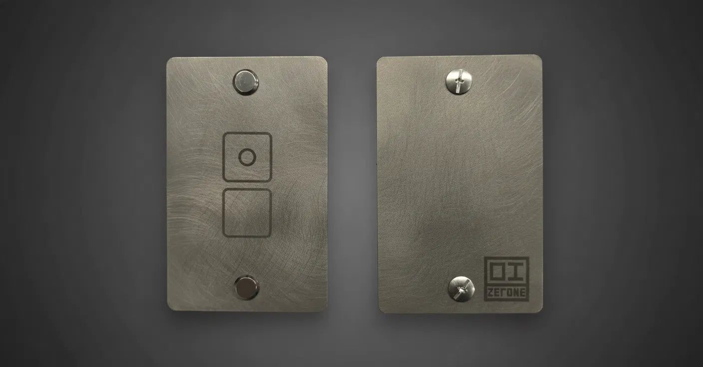ZERONE Discreet Carry Bundle – engraved titanium plate detail