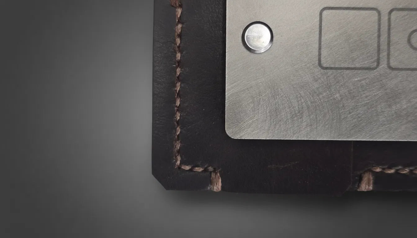 ZERONE artisan leather wallet – texture and colour detail