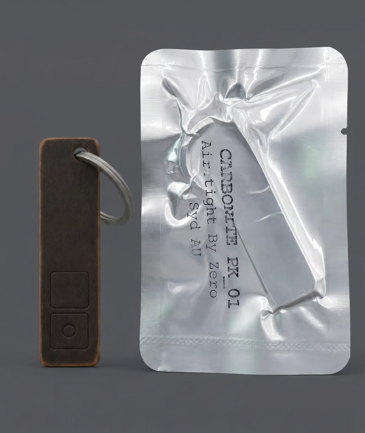 ZERONE leather and titanium key fob – carbonite pack high resolution