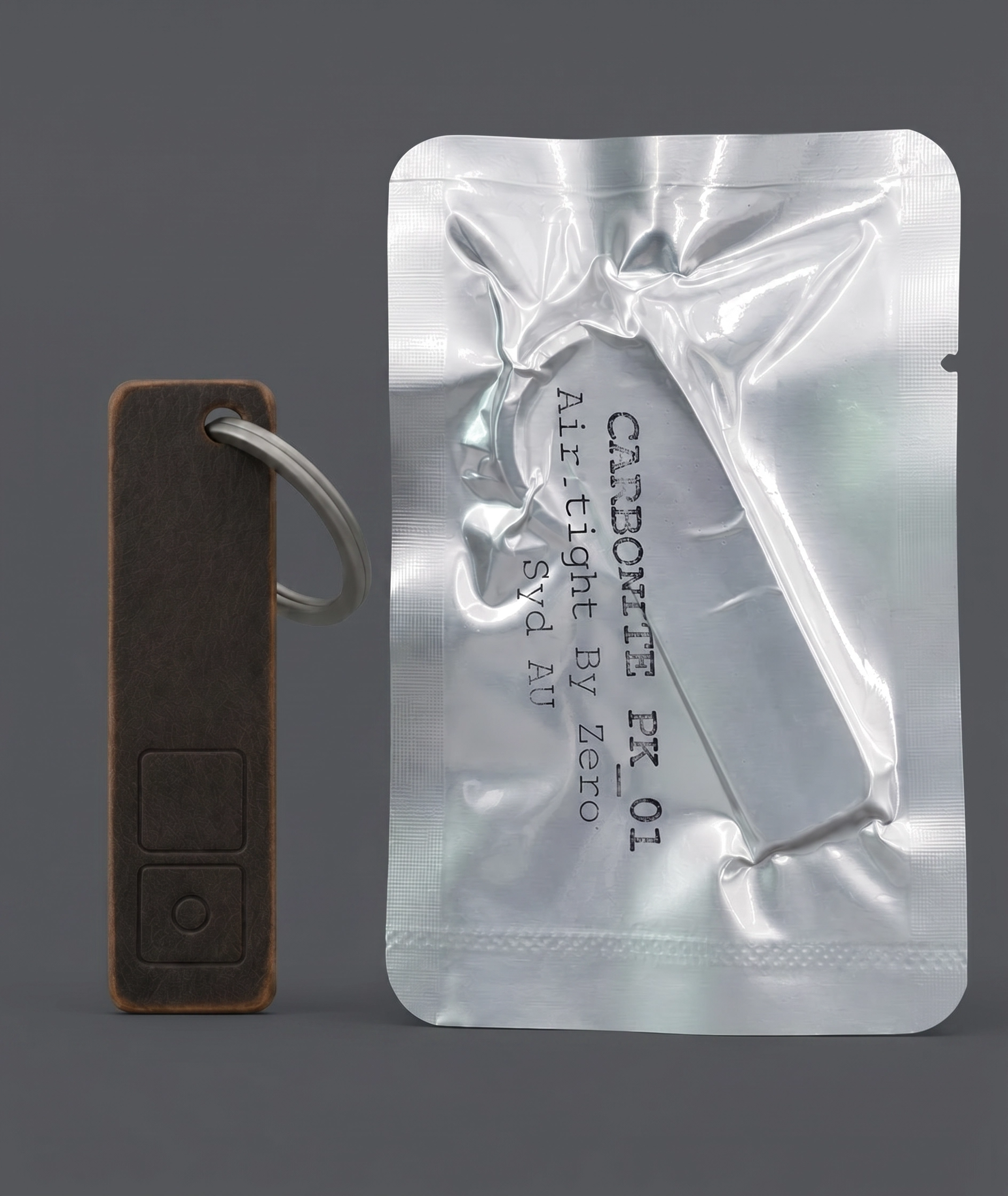 ZERONE leather and titanium key fob – carbonite pack high resolution