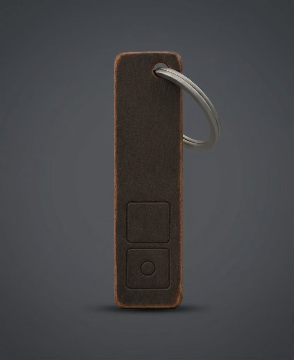ZERONE leather and titanium key fob – front detail