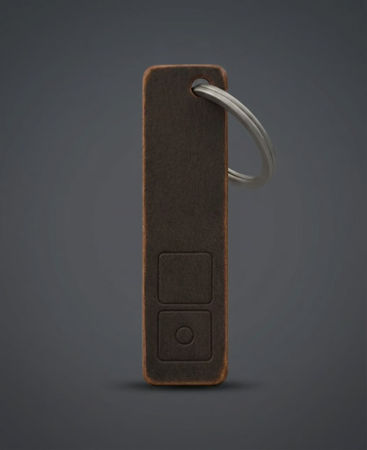 ZERONE leather and titanium key fob – front detail