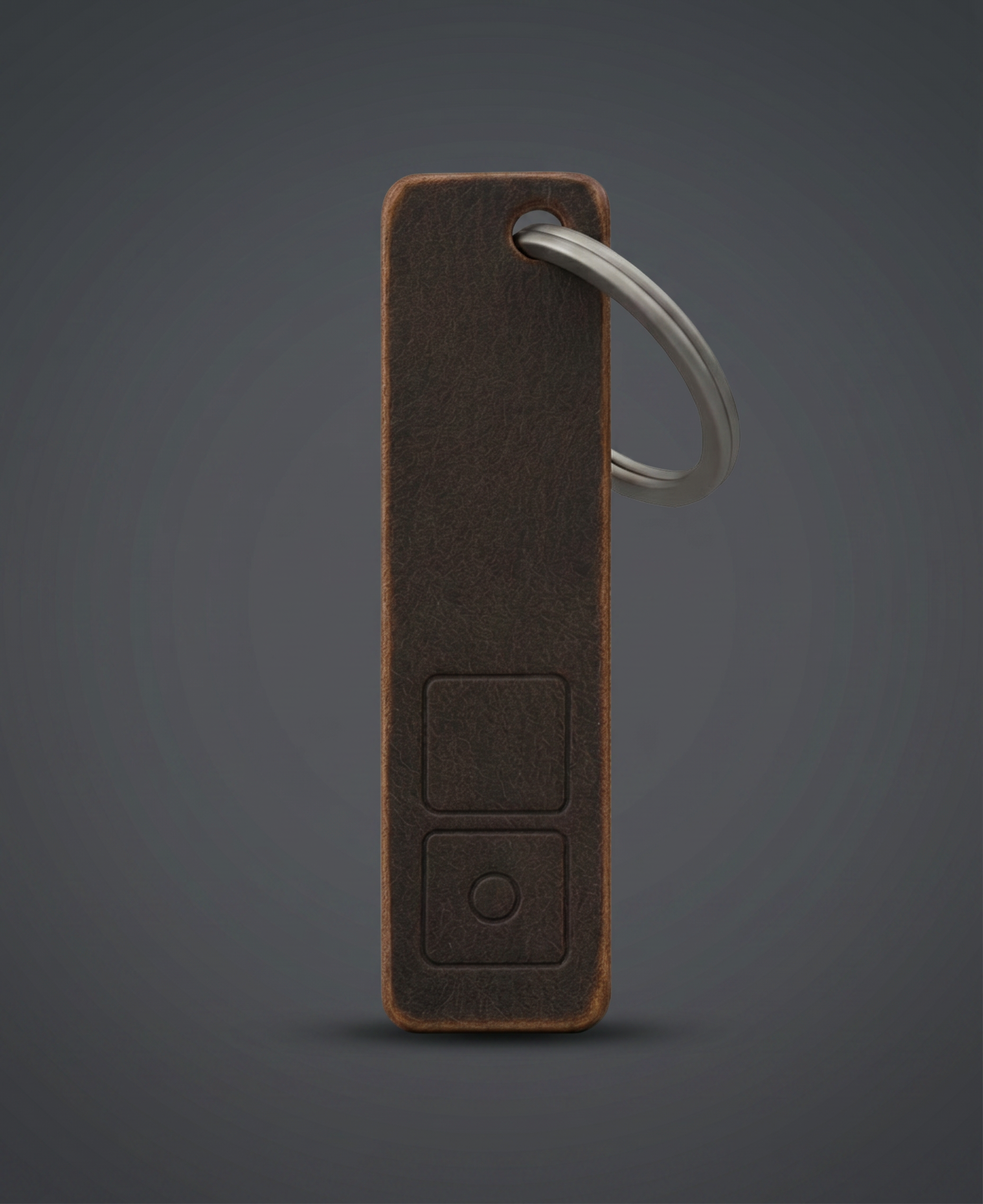 ZERONE leather and titanium key fob – front detail