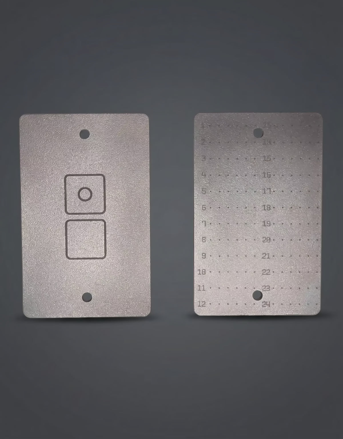 ZERONE Sand Blasted plates standing – Grade 2 matte titanium finish