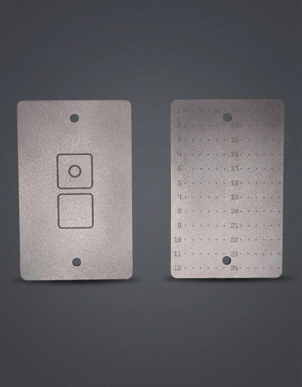 ZERONE Sand Blasted plates standing – Grade 2 matte titanium finish